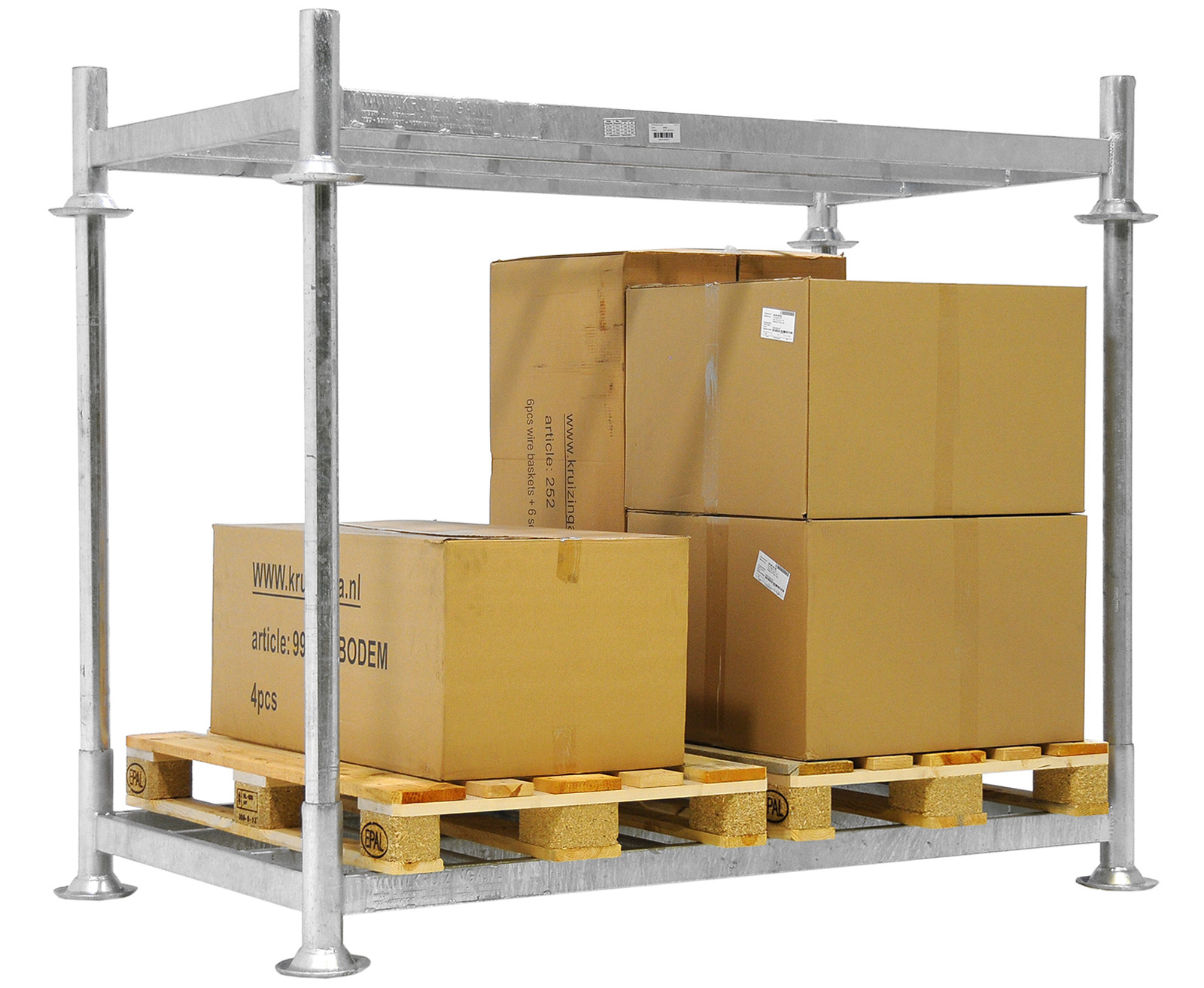 Selection aid stacking rack with boxes warehouse equipment